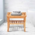 thumbnail image 3 of Costway Bamboo Shower Seat Bench Bathroom Spa Organizer Stool W/ Storage Shelf, 3 of 10