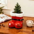thumbnail image 5 of Red & White Santa Boot Resin Planter - Christmas Holiday Flower Pot with Snowflake Design, Decorative Indoor Planter for Flowers & Greens, Festive Home/Office Desktop Decor, 4.33*4.33*4.33in, 5 of 5