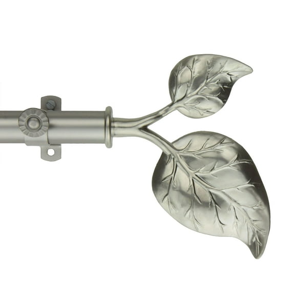 Contemporary Home Living 56" Silver Eve Leaves Contemporary Single Window Curtain Rod