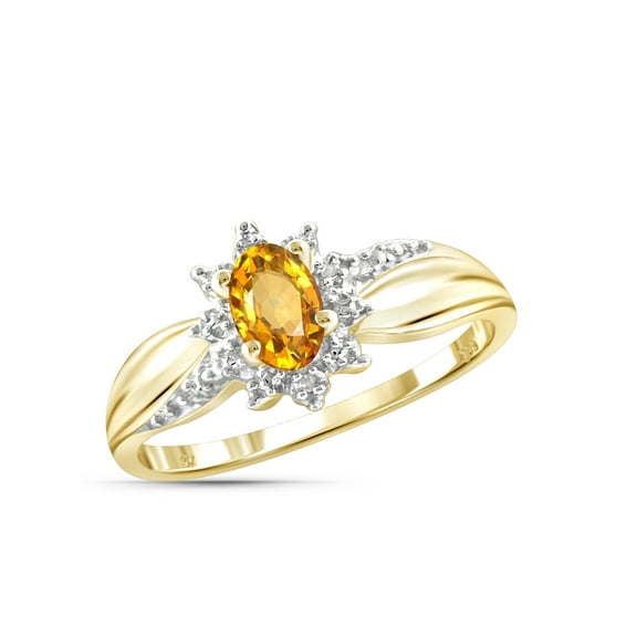 0.46 Carat T.G.W. Citrine Gemstone and White Diamond Accent Ring