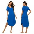 thumbnail image 6 of UP TO 15% OFF! Women's Short Sleeve Nightgowns V Neck Loungewear Oversized Pajama with Pockets Comfy Sleep Dress S-2XL, 6 of 9