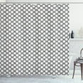 thumbnail image 1 of Vintage Shower Curtain, Ancient Tile Design from Indonesia Monochrome Mosaic of Curved Lines, Fabric Bathroom Set with Hooks, 69W X 84L Inches Extra Long, Charcoal Grey and White, by Ambesonne, 1 of 3