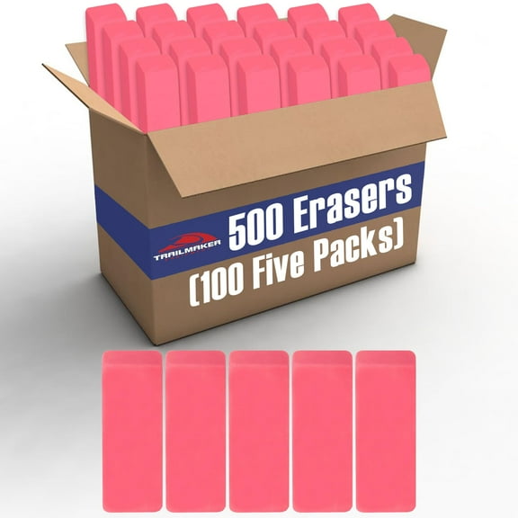 100 pack 5 Large Latex Free Pink Erasers for Writing, Note taking 500 Erasers Total