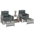 thumbnail image 1 of Outsunny 5 Piece Patio Furniture Set with Ottomans Cushions, Grey/Dark Grey, 1 of 10