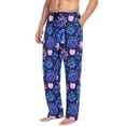 thumbnail image 6 of Blue Growing Flowers Mens Pajama Pants Cotton Elastic Waistband Lounge Sleep Pajama Bottoms Pj with Pocket, 6 of 7