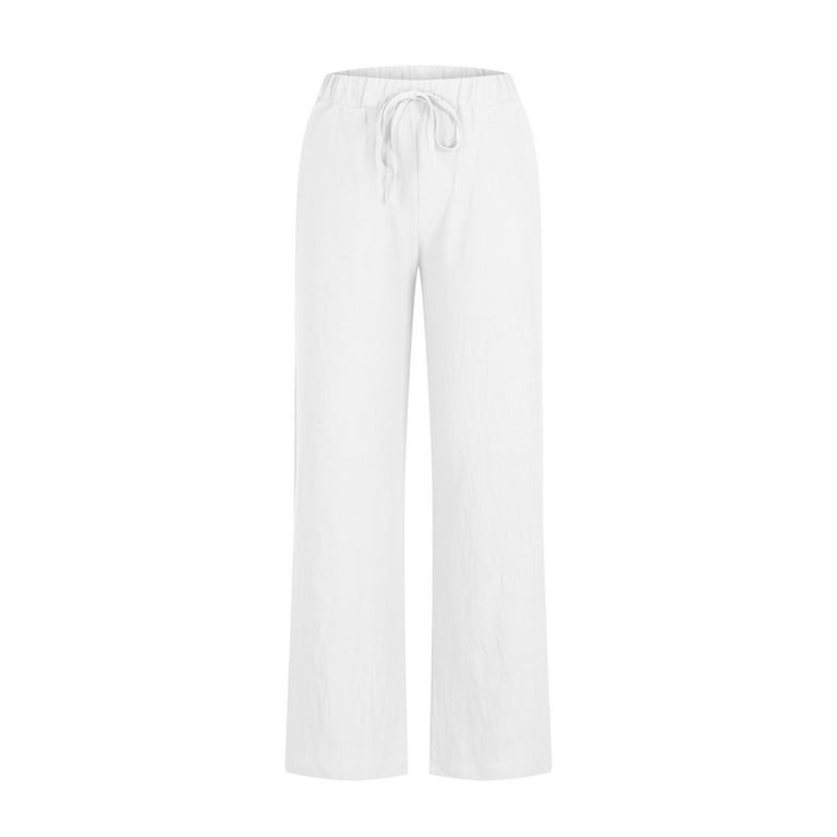 CKpwisy Women's Cotton Linen Pants Summer Casual Wide Leg