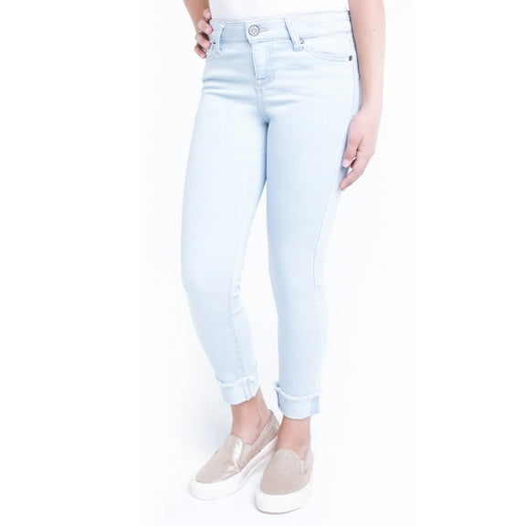 Planet Pink Girls' Super Stretch Frayed Cuff Skinny Jeans