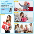 thumbnail image 6 of Aorsher 3 in 1 Electric Nail Clipper, 2 Speeds Automatic Nail Clipper with Clip Storage and LED Light, USB Rechargeable Electric Nail Clipper for Kids, Seniors and Adults, 6 of 15