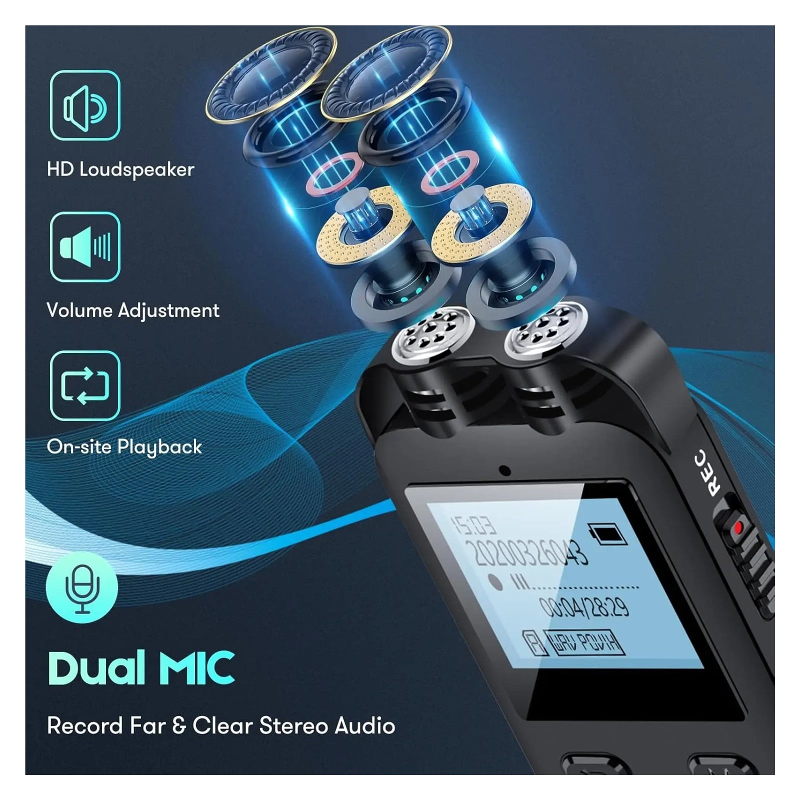 Digital Voice Recorder 64GB Voice Recorder with Playback and Voice Activated Recorders Dictaphone ,Powerful Feature