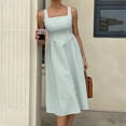 thumbnail image 5 of DHFJKG Summer Midi Dresses For Women Striped Square Neck Casual Sleeveless Swing A Line Dress Wedding Guest Dress, 5 of 9
