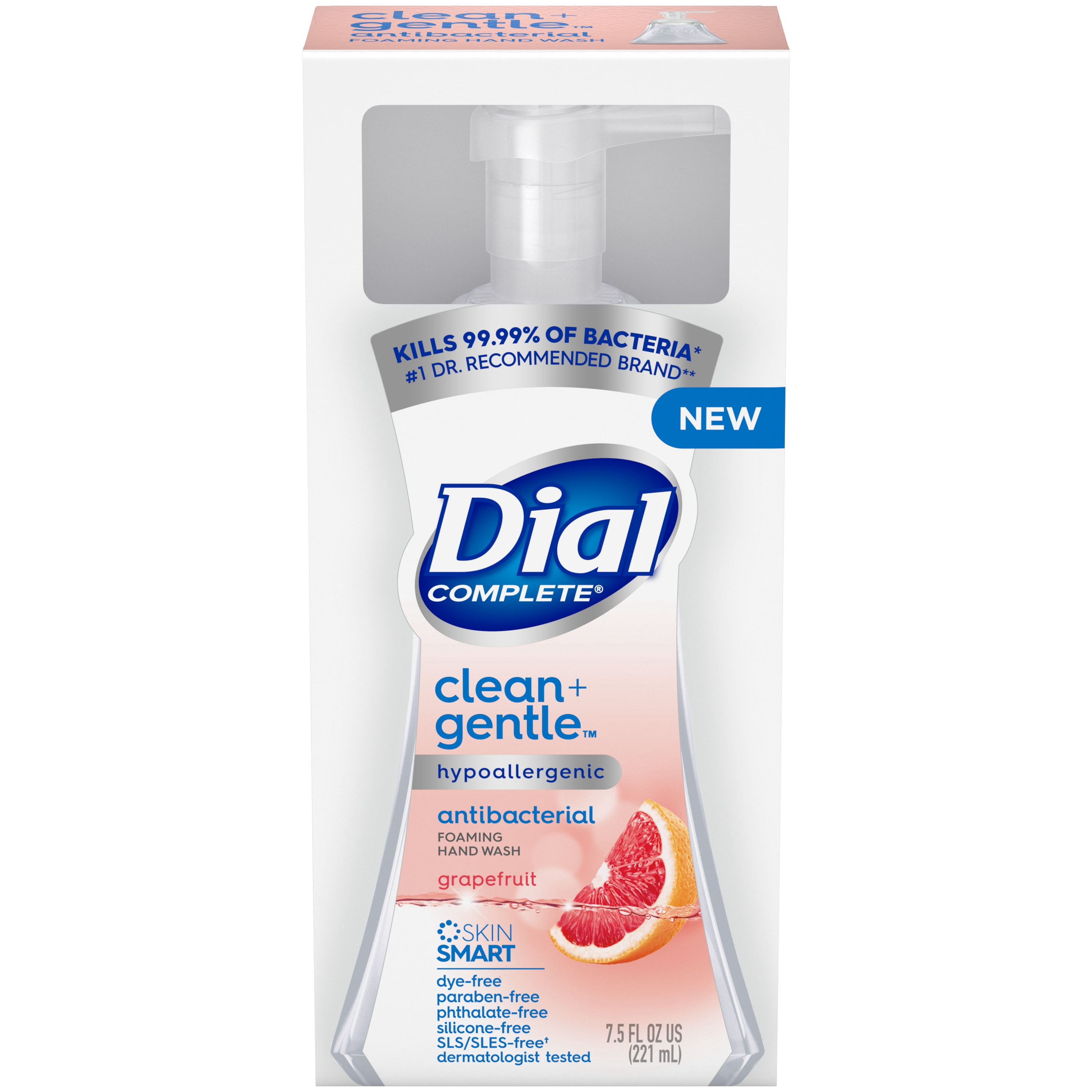 Dial Clean + Gentle Antibacterial Foaming Hand Wash, Grapefruit, 7.5 fl oz