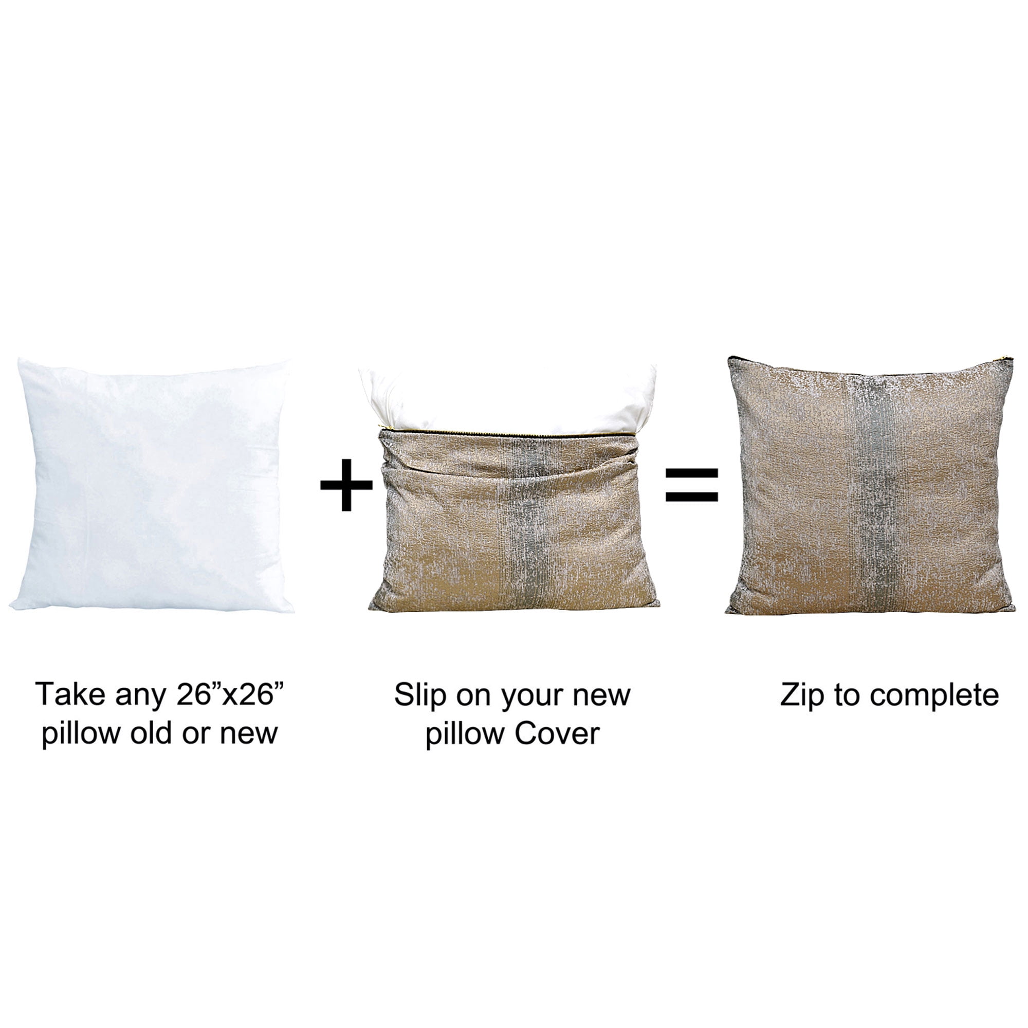 Home Soft Things Jacquard Chenille Big Zipper Throw Pillow Cover 2 Piece Set - Taupe/Khaki - 26" x 26"