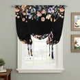 thumbnail image 2 of Black Spring Floral Balloon Curtains for Bedroom/Front Door/Bathroom, Elegant Flowers Farmhouse Botanical Tie Up Curtains 63 Inch Length Light Filtering Kitchen Curtains Shades for Windows 46"x63", 2 of 8
