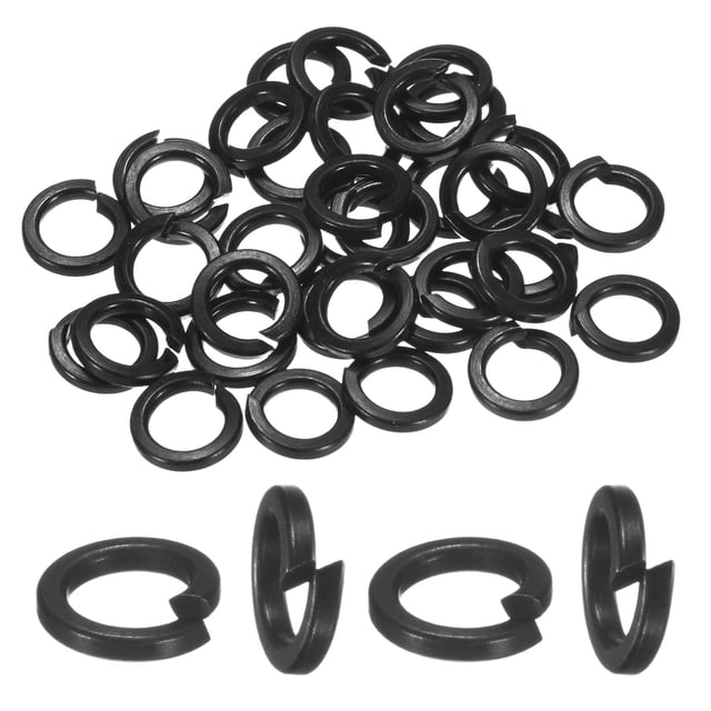 Uxcell 100-Pack Spring Lock Washer, M6 Stainless Steel Electroplating Black Coating Elastic Gasket Screw Fasteners