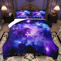 Homewish Galaxy Starry Sky Bedding Comforter Set,Gradient Purple Blue Twin Comforter Sets,Universe Theme Bedding Set For Kids,Ultra Soft Home Decor Reversible,2 Pieces