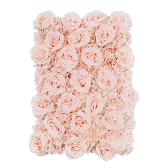 1 Pc, Silk Roses/Hydrangeas 16"X24" Flower Wall Backdrop Panel - Light Pink For Wedding Receptions, Bridal Showers, Baby Showers, Quinceaneras, Anniversary Parties