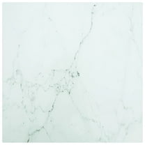 Table Top White 15.7"x15.7" 0.2" Tempered Glass with Marble Design