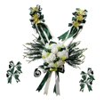 thumbnail image 4 of 12 Pieces Wedding Car Decorations Kit Silk Flower Wedding Decorations Wedding Ribbon Bows Set Green, 4 of 9