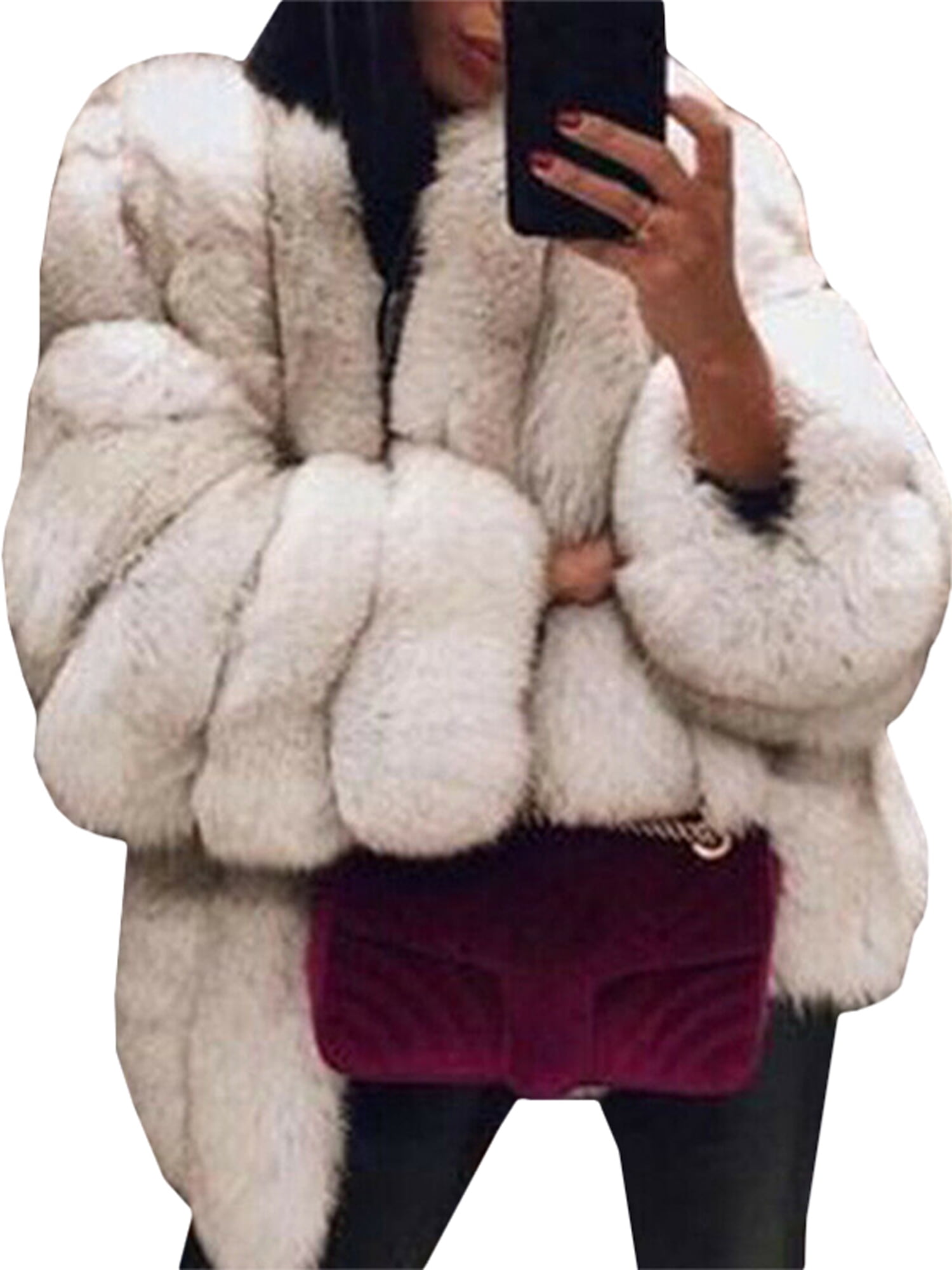Women Teddy Bear Faux Fur Fluffy Coat Winter Thick Jacket Parka Cardigan Outwear