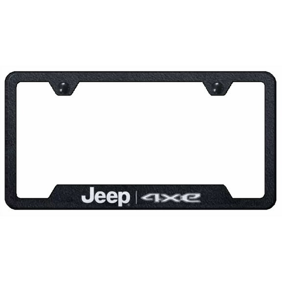 Jeep 4xe Logo Rugged Black Notched License Plate Frame Official Licensed