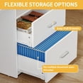 thumbnail image 4 of Uforic 55" Computer Desk with Drawers, Home Office Desk with LED Lights& Power Outlet, White, 4 of 9