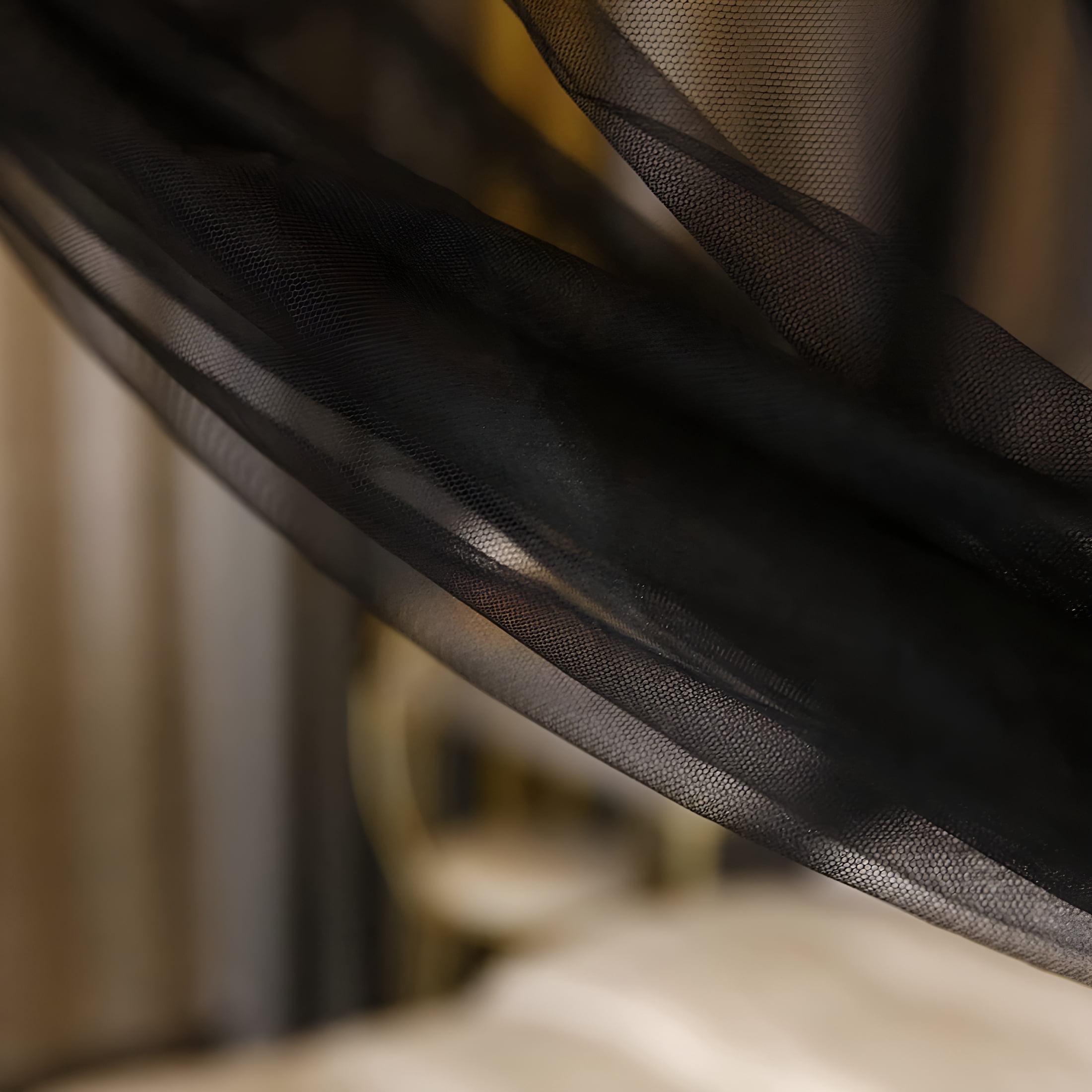 AUQ Bed Canopy,Canopy Bed Curtains Bed Drapes for Full Queen King Size Bed,Mosquito Net Bed Curtains for Patio Indoor Outdoor Net,Black Bed Canopy Curtains for Gothic