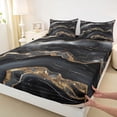 thumbnail image 3 of Feelyou Fashion Abstract Stripe Bed Sheets for Adult, Bling Marble Ombre King Sheets, Watercolor Art Black Sheet Set, Lightweight Room Decor, 4 Pieces, 3 of 7