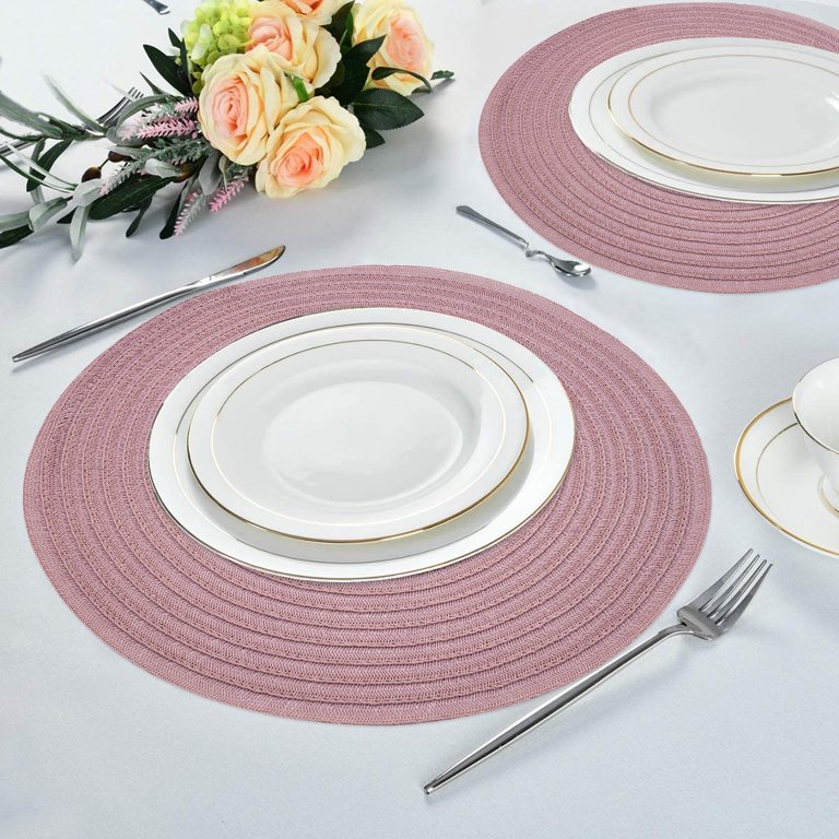 Modern Woven Placemats Set Colorful/Green/Blue/Pink Rectangule PVC