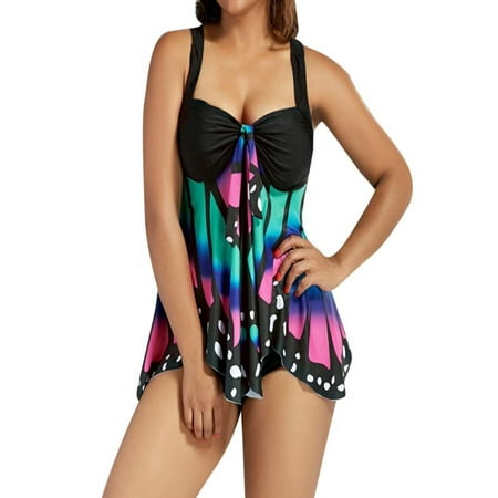 Butterfly Swimsuit Bathing Suit - Women Plus Size Butterfly Printing Tankini Bikini Swimwear Swimsuit Bathing Suit