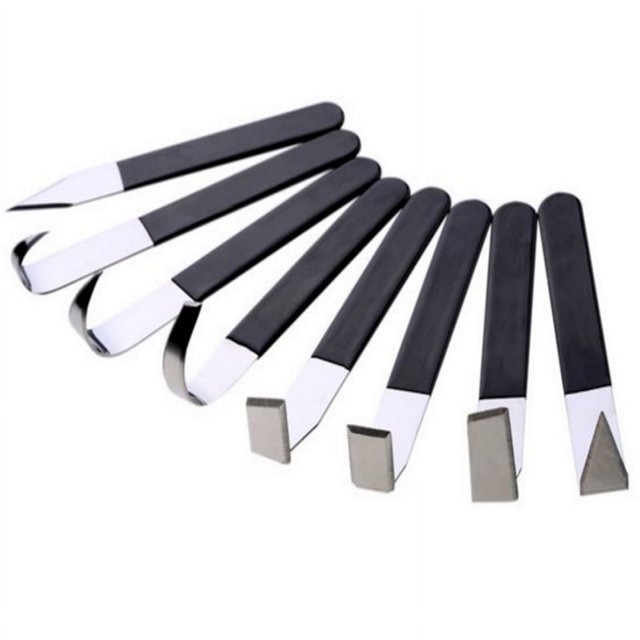 Paquete de 8 cuchillos para tallar arcilla de metal, herramientas de cerámica, herramientas manuales de arcilla, artista de recortes artesanales, juego de herramientas de cerámica para graba