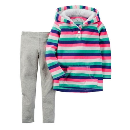 Carter Sweatshirt - Carters Infant Girls 2 Piece Set Striped Pink Hoodie Jacket & Leggings Outfit