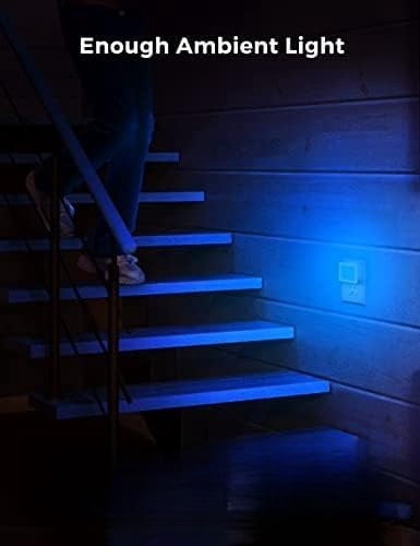 Blue Night Lights Plug into Wall 2-Pack, 0.3W Plug in Night Light, Dusk to Dawn, Bright Nightlight Auto-On/Off, for Adults Kids Room Bedroom Bathroom Hallway Kitchen, Non-Dim