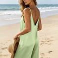 thumbnail image 6 of MLCDZ Womens Satin Wide Leg Jumpsuits Dressy Casual Flowy Spaghetti Strap V Neck Sleeveless Indoor Date Night Rompers One Piece Outfits with Pockets, 6 of 8
