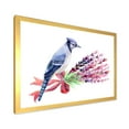 thumbnail image 2 of Designart 'Blue Jay Bird On Bouquet Of Pink Flowers' Traditional Framed Art Print, 2 of 4