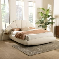 Baxton Studio Cherise Modern Floating Bed, King, Cream