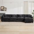 thumbnail image 3 of 146.5” Black Modular Sofa, 4 Seater L Shaped Chenille Sectional for Living Room, Cloud Couch with Ottoman, Sofá moderno, 3 of 10