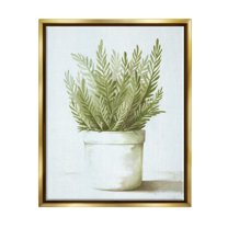 Stupell Industries Traditional Green Plant Leaves Emerging Herbal Botanicals Painting Metallic Gold Floating Framed Canvas Print Wall Art, Design by Dogwood Portfolio