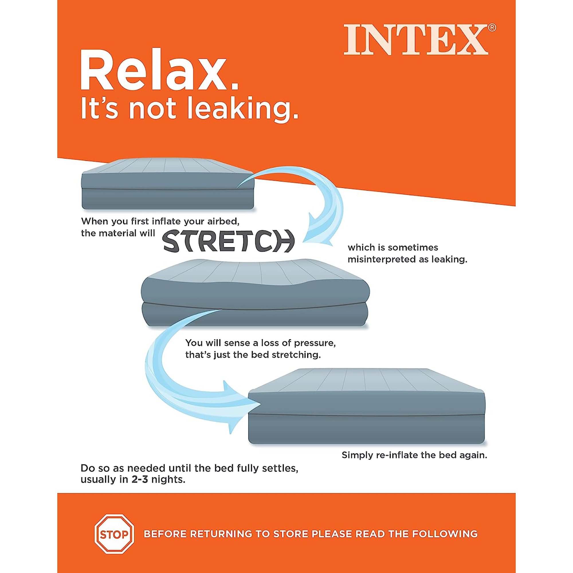 Intex 10" Queen Standard Dura-Beam Airbed Mattress - Pump Not Included