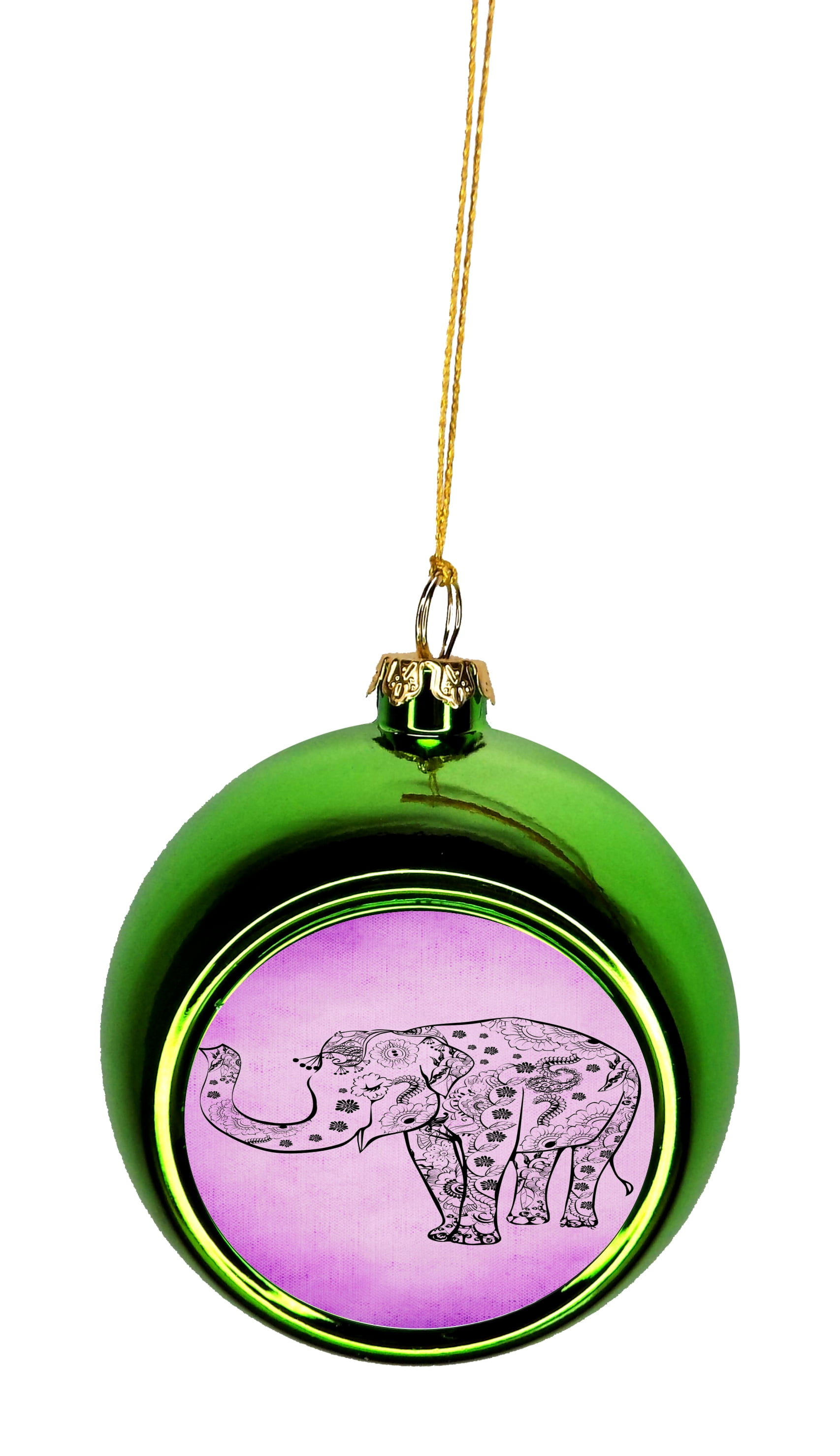 Patterned Elephant Henna In Purple Grunge Bauble Christmas