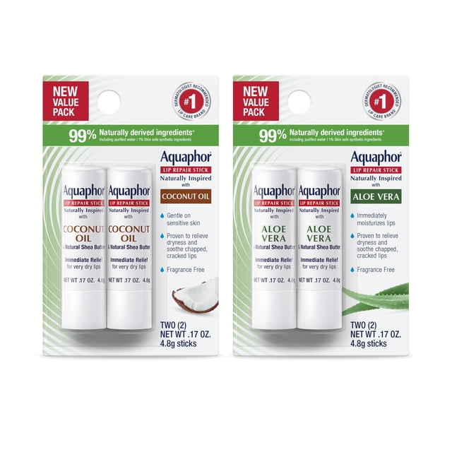 Bálsamo labial Aquaphor Naturally Inspired paquete de 4 con manteca de karité
