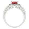 thumbnail image 4 of 2.78 ctw with Simulated Diamond Halo Accents Anniversary Ring for Women | Emerald Cut Natural Garnet | Hyperallergenic Solid 14K White Gold, 4 of 5