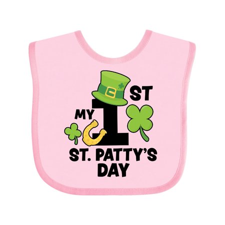 

Inktastic My 1st St Pattys Day with Shamrock Horseshoe and Hat Gift Baby Boy or Baby Girl Bib