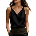 thumbnail image 2 of SSZMDLB Women Sleeveless V Neck Tank Top Satin Solid Slim Fit Elegant Party Blouse Casual Summer Tops Dressy Basic Tee Shirt Date Night Outfits, Black 2XL, 2 of 8