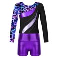 thumbnail image 5 of vastwit Girls Gymnastics Leotard with Shorts Active Clothes Set Metallic Ballet Dance Sports Outfits Neon Black 12, 5 of 7