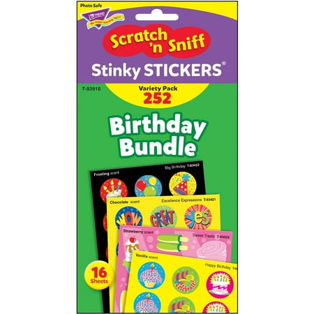 UPC: 0078628839180 | TREND TEPT83918 Birthday Scratch n Sniff Stinky Stickers 252 / Set Multicolor