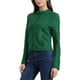 thumbnail image 4 of Chaqueta de motociclista recortada con cremallera de cuello alto de ante sintético para mujer Allegra K en verde oscuro, 4 of 6