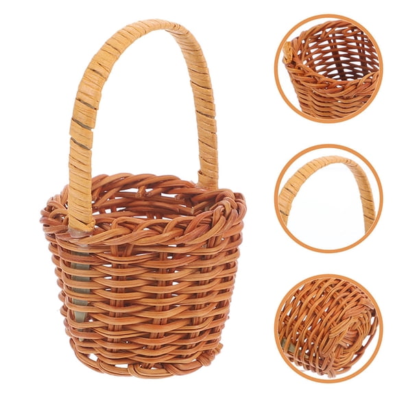 SEWCHICS Mini Woven Basket Rattan 6Pcs 3.5x2.1x2in