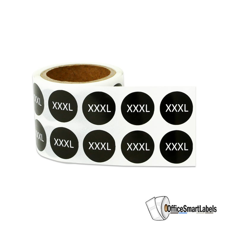 1/2 ( XXXL ) XXX-Large Stickers Labels for Retail, Clothing, Clothing  Sizes Etc (1 Roll / Black) 
