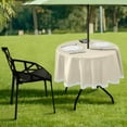thumbnail image 7 of Coolnut 60" Beige Cream Solid Color Round Tablecloth, Waterproof Spillproof Polyester Fabric Table Cover with Zipper Umbrella Hole for Outdoor Patio Garden Dining Party, 7 of 7