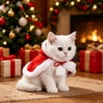 thumbnail image 2 of Tdxkok Red Christmas Pet Cape with Hood and Two Furry Balls Costume for Cats and Dogs Holiday Party Dress Up, 2 of 7